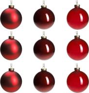 🎄 dn deconation deep red glass christmas ball ornaments: enhance your xmas tree with set of 9 festive baubles for holiday & party decoration logo
