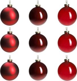 img 4 attached to 🎄 DN DECONATION Deep Red Glass Christmas Ball Ornaments: Enhance Your Xmas Tree with Set of 9 Festive Baubles for Holiday & Party Decoration