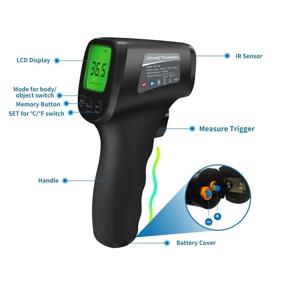 img 1 attached to Maguja Touchless Digital Infrared Forehead Thermometer for Adults, Kids, and Baby with 3 in 1 Digital LCD Display for Forehead, Body - Featuring Fever Alarm and Memory Function