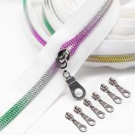 🧵 goyunwell nylon zippers by the yard #5: 10 yards white zipper tape with 20pcs silver pulls - colorful diy sewing bulk roll logo