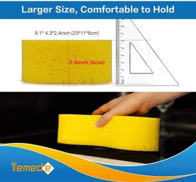 img 3 attached to 🧽 Temede Large All Purpose Car Wash Sponge Kit - Thick Foam Scrubber for Cleaning Dishes, Tiles, Bikes, Boats - Easy Grip Sponge for Kitchen, Bathroom, Household Cleaning (5pcs)