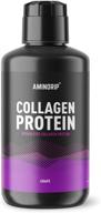 дополнение к протеинам aminorip collagen | 18г протеина, нулевой жир, без сахара, без углеводов | пре-дигерированная гидролизатная формула | поддерживает восстановление мышц, костей и суставов | сделано в сша | 16 унций виноградный вкус логотип