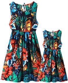 img 3 attached to 🌺 Sleeveless Floral Printed Mommy and Me Dress: Perfect Matching Outfits for Hawaiian Beach Vacations by SHOOYING"