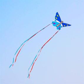 img 3 attached to Huge Butterfly Kite: Effortless Flying Fun for Kids & Adults - Besra's Single Line Insect Nylon Kite with Handle & Strings