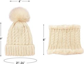 img 2 attached to 🧣 Winter Chic: ZEXIAN Womens Girls Pom Knit Ski Beanie Hat and Scarf Set - Stay Warm in Style