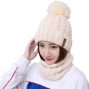 img 3 attached to 🧣 Winter Chic: ZEXIAN Womens Girls Pom Knit Ski Beanie Hat and Scarf Set - Stay Warm in Style