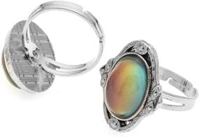 img 3 attached to 💍 Set of 3 Adjustable Mood Rings - Original Oval Design with Color Changing Feature - LUBINGSHINE Mood Ring Set for Trendy Jewelry Look