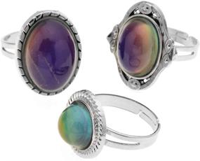 img 4 attached to 💍 Set of 3 Adjustable Mood Rings - Original Oval Design with Color Changing Feature - LUBINGSHINE Mood Ring Set for Trendy Jewelry Look