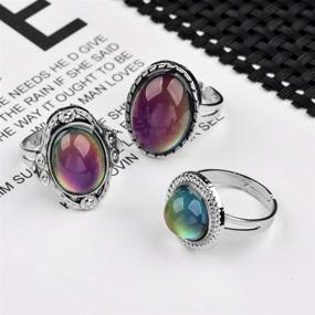 img 2 attached to 💍 Set of 3 Adjustable Mood Rings - Original Oval Design with Color Changing Feature - LUBINGSHINE Mood Ring Set for Trendy Jewelry Look