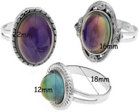 img 1 attached to 💍 Set of 3 Adjustable Mood Rings - Original Oval Design with Color Changing Feature - LUBINGSHINE Mood Ring Set for Trendy Jewelry Look