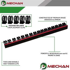img 3 attached to 🔧 Организуйте легко: Магнитный органайзер для отверток и инструментов Mechan c поддержкой инструментов, оснащенный ультрадолговечным магнитным полоской из неодимия + сменными клипсами - идеально подходит для отверток, сверл и наборов гвоздей (Красная шина/черные клипсы)