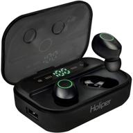 🎧 holiper wireless earbuds bluetooth headphones: 3d stereo cordless earphones with touch control, ipx5 waterproof - black logo