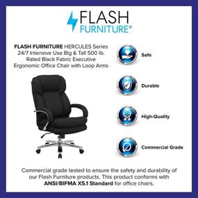 img 1 attached to Highly Durable and Comfortable Flash Furniture HERCULES Series 24/7 Intensive Use Big & Tall 500 lb. Rated Black Fabric Executive Ergonomic Office Chair with Loop Arms