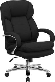 img 3 attached to Highly Durable and Comfortable Flash Furniture HERCULES Series 24/7 Intensive Use Big & Tall 500 lb. Rated Black Fabric Executive Ergonomic Office Chair with Loop Arms