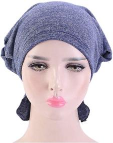 img 1 attached to 💚 Ever Fairy Ethnic Print Turban Headwear: Stylish Chemo Cancer Head Scarf Cap for Women with Ruffle Beanie Scarf