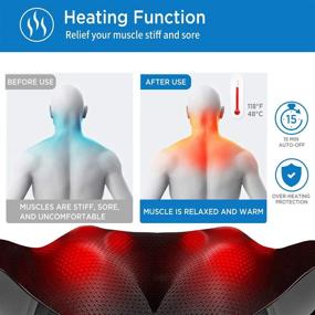 img 2 attached to 🤲 Массажер для шеи и плеч RENPHO с подогревом - массаж Шиацу глубокой тканевой растирки для спины, ног, стоп, рук, всего тела - использование дома, в автомобиле, в офисе.