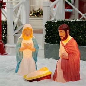 img 2 attached to 🎅 Outdoor Nativity Scene Holy Family Blow Mold Holiday Decoration with Lights - 3 Piece Set