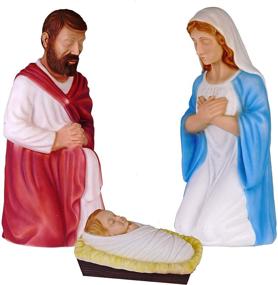 img 3 attached to 🎅 Outdoor Nativity Scene Holy Family Blow Mold Holiday Decoration with Lights - 3 Piece Set
