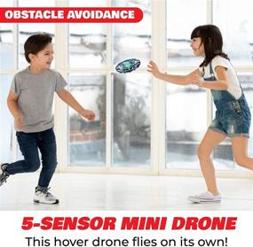 img 2 attached to Force1 Scoot Hand Operated Drone - Motion Sensor Mini Drone for Kids or Adults, Hands-Free Operation, Easy Indoor Flying Ball Toy for Boys and Girls (Blue)