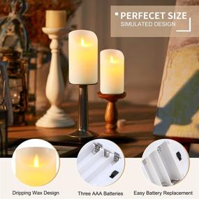 img 3 attached to ✨ Sayornis Flameless Candles Battery Operated with Timer & Remote Control, 3D Wick Fake Candle Set Including 4”5” 6”, Realistic Dancing LED Flame for Festival Christmas Home Party - 3 Pack Ivory