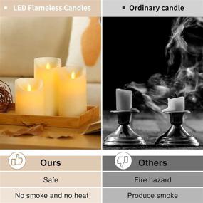 img 2 attached to ✨ Sayornis Flameless Candles Battery Operated with Timer & Remote Control, 3D Wick Fake Candle Set Including 4”5” 6”, Realistic Dancing LED Flame for Festival Christmas Home Party - 3 Pack Ivory