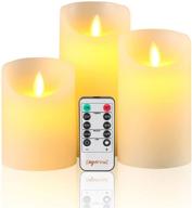 ✨ sayornis flameless candles battery operated with timer & remote control, 3d wick fake candle set including 4”5” 6”, realistic dancing led flame for festival christmas home party - 3 pack ivory логотип