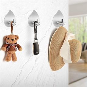 img 2 attached to Versatile Adhesive Hooks: Heavy Duty Self-adhesive 🔩 Stainless Steel Wall Hooks for Bathroom, Bedroom, and More!