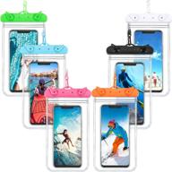 📱 universal waterproof phone pouch bag - underwater case for clear cellphone dry bag with lanyard - ideal for swimming, snorkeling, water sports - fits smartphone 6.9 inch - available in orange, green, black, aqua blue, white, pink logo