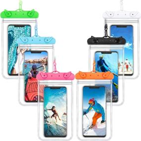 img 4 attached to 📱 Universal Waterproof Phone Pouch Bag - Underwater Case for Clear Cellphone Dry Bag with Lanyard - Ideal for Swimming, Snorkeling, Water Sports - Fits Smartphone 6.9 Inch - Available in Orange, Green, Black, Aqua Blue, White, Pink