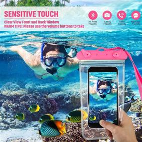 img 1 attached to 📱 Universal Waterproof Phone Pouch Bag - Underwater Case for Clear Cellphone Dry Bag with Lanyard - Ideal for Swimming, Snorkeling, Water Sports - Fits Smartphone 6.9 Inch - Available in Orange, Green, Black, Aqua Blue, White, Pink