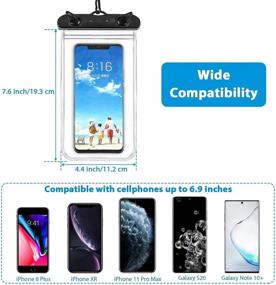 img 3 attached to 📱 Universal Waterproof Phone Pouch Bag - Underwater Case for Clear Cellphone Dry Bag with Lanyard - Ideal for Swimming, Snorkeling, Water Sports - Fits Smartphone 6.9 Inch - Available in Orange, Green, Black, Aqua Blue, White, Pink