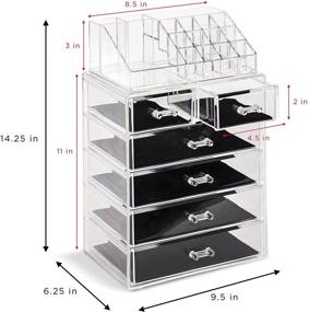 img 1 attached to 💄 Sorbus Clear Makeup and Jewelry Storage Case Display - Ample Space - Perfect for Bathroom, Dresser, Vanity, and Countertop (4 Large, 2 Small Drawers)