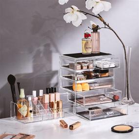 img 2 attached to 💄 Sorbus Clear Makeup and Jewelry Storage Case Display - Ample Space - Perfect for Bathroom, Dresser, Vanity, and Countertop (4 Large, 2 Small Drawers)