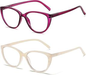 img 4 attached to 👓 Stylish Cat Eye Blue Light Blocking Computer Reading Glasses for Women - SOJOS SR5700 (1.5 2.0)