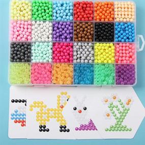 img 1 attached to 🌈 Набор для пополнения бисером с плавким покрытием - набор игрушек Funcool Beads с 24 цветами, водными бисеринками, совместимыми с игрушками для ремесел Beados для детей - включает более 3000 классических и драгоценных бусин