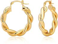 💃 exgox twisted hoop earrings for women: 18k gold plated, lightweight, hypoallergenic, chunky twisted design - available in 30mm, 40mm, 50mm sizes logo