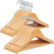 20-pack songmics children's wood hangers with pants bar and swivel hooks - solid natural and silver coat hangers, 12.6 x 0.5 x 7.5 inches (ucrw06nl) логотип