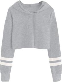 img 3 attached to 👧 Imily Bela Kids Crop Tops: Stylish Striped Long Sleeve Hoodies for Girls