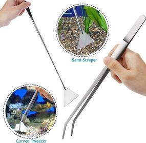 img 2 attached to Aquascaping Tools Set: 5-in-1 Stainless Steel Aquarium Kit with Wave Scissors, Tweezers, Spatula, Squirt Feeder, and PH Tester for Optimal Care of Fish Tank Aquatic Plants
