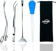 aquascaping tools set: 5-in-1 stainless steel aquarium kit with wave scissors, tweezers, spatula, squirt feeder, and ph tester for optimal care of fish tank aquatic plants logo