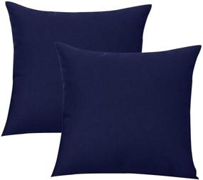 img 1 attached to 🌊 Augld 2-Pack Waterproof Navy Solid Throw Pillow Cover - Indoor/Outdoor Pillow Case, 18"x18