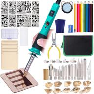 🔥 yihua 930-iv variable temperature control pyrography wood burning pen kit with on/off switch and heat deflector, rubber grip, stencil, wood pieces, color pencils - complete woodburning set (69pcs accessories) logo