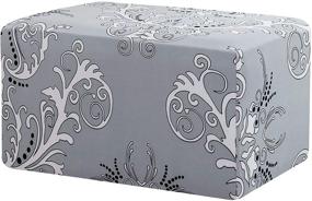 img 4 attached to 🛋️ TIKAMI Light Gray Pattern Ottoman Slipcovers - Spandex Elastic Stretch Storage Covers for Oversized Footstool, Removable Footrest Protection