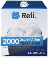 🗑️ reli 1-2 gallon trash bags (2000 count bulk) small clear garbage bags 1-2 gallon - 2 gal in bulk (clear) logo