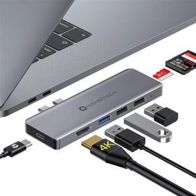 img 4 attached to 💻 7-in-2 USB C to HDMI Hub Adapter for Gray MacBook Pro M1 2021/2020/2019/2018/2017/2016 & MacBook Air M1 2021-2018, SD/Micro SD Reader, Thunderbolt 3 Dock, USB C 100W, USB 3.0, 2X USB 2 - NOV8Tech