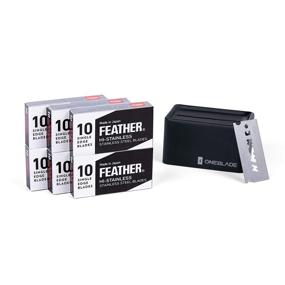 img 4 attached to Feather FHS-10 Single Edge Razor Blades (60 🪒 Count) - Hi-Stainless Carbon Steel, Platinum & PTFE Coated