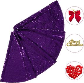 img 3 attached to 🎄 Mini Tree Skirt: Sparkly Royal Purple Sequin Xmas Decoration - 24Inch Embroidered Mini Christmas Tree Skirt for Small/Slim/Pencil/Tabletop Trees