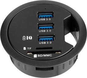 img 4 attached to 🖥️ WDX Grommet Hole Desk USB 3 Port Hub BC 1.2 USB Charger with SD/TF Card Reader for iPhone/Smart Phones (Includes AC Power Supply)