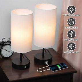 img 3 attached to 🔌 Set of 2 Touch Control Table Lamps with USB Ports | Kingspec Modern Nightstand Lamps with White Lampshade | 3 Way Dimmable Bedside Lamps for Bedroom, Living Room, and Office | Includes LED Bulb