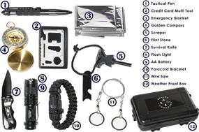 img 3 attached to 🔧 Ultimate 12-in-1 Outdoor Emergency Survival Kit with Paracord Bracelet, Compact Knife, Multitool, Compass, and Hard Shell Case - Includes Batteries